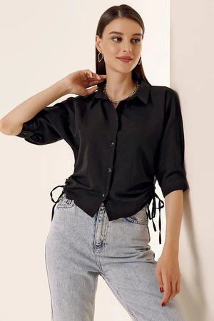 By Saygı Drawstring Capri Sleeve Shirt