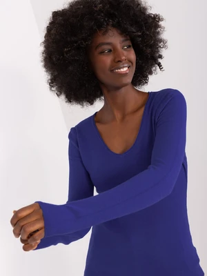 Cobalt blue, plain classic sweater with viscose