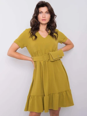 Light khaki dress with frills by Vianna