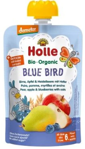 HOLLE Bio pyré Blue bird- Hruška, jablko a borůvky s vločkami 100 g