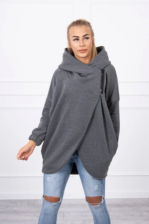 Sweatshirt with short zipper graphite melanż