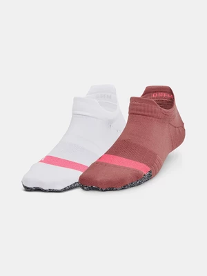 Set of two pairs of women's sports socks in white and pink Under Armour UA Breathe 2