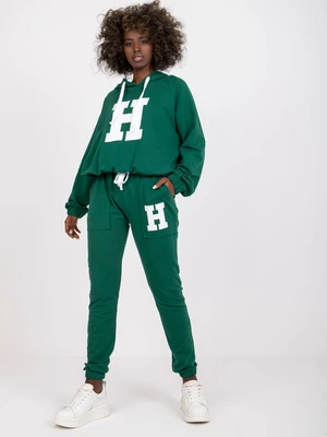 Dark green two-piece sweatshirt set made of Natela cotton