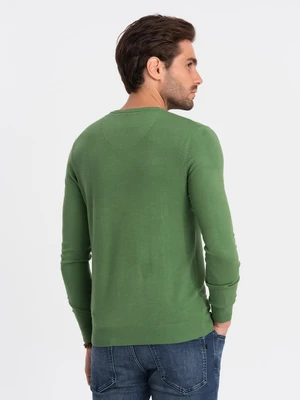 Ombre Classic men's sweater with round neckline - green