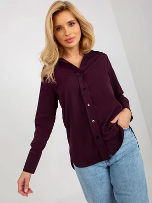 Dark purple women's classic shirt with collar