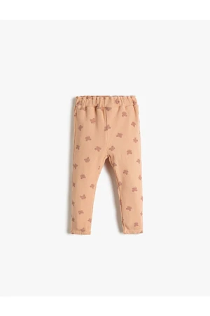 Koton Butterfly Printed Jogger Sweatpants. Elastic Waist, Textured.