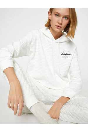 Koton Embroidered Hoodie Pajama Top