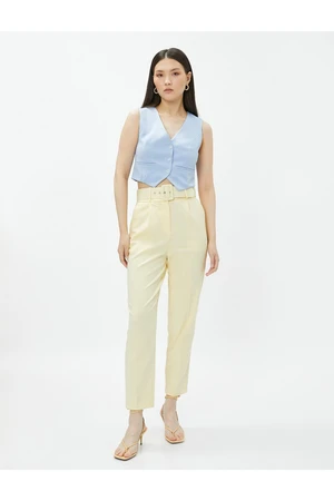 Koton Carrot Trousers with Pockets, Belt and Skinny Legs.