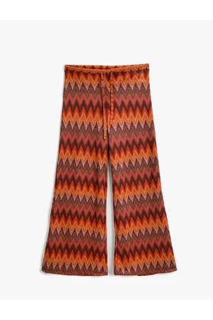 Koton Wide Leg Trousers Textured Tie Waist.