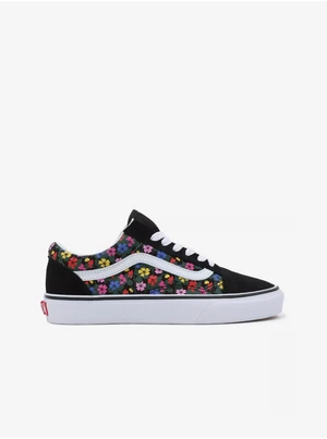 Black Womens Suede Floral Sneakers VANS - Women