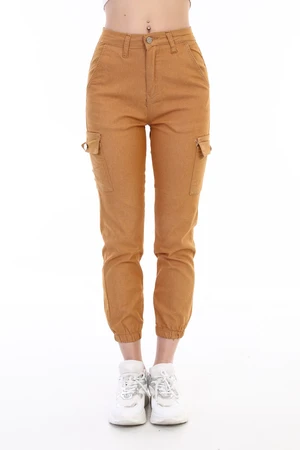 BİKELİFE Camel Cargo Pocket Gabardine Trousers