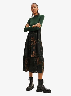 Dark Green Ladies Long Dress Desigual Lena - Women