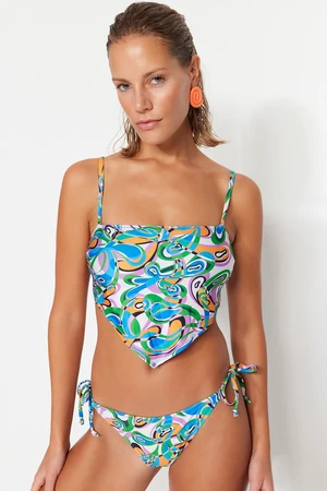 Trendyol Lilac Print Detail Bikini Top