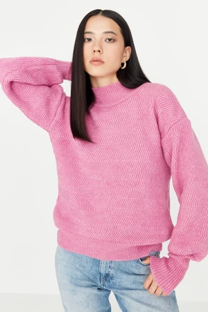 Trendyol Pink Soft Textured Basic Knitwear Sweater