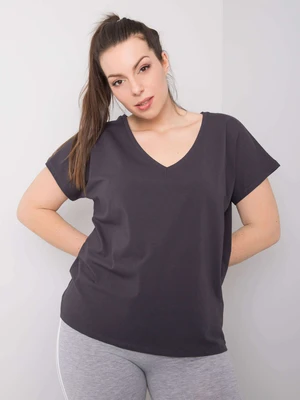 Women's V-shirt with graphic V-neck in oversized sizes