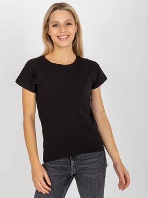 Black cotton women's basic t-shirt