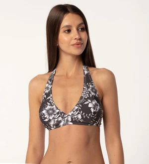 Aloha From Deer Woman's Dark Flowers Halter Neck Bikini Top BTH AFD523