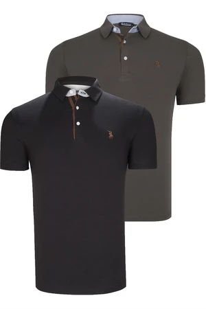 DUAL SET T8582 DEWBERRY MENS T-SHIRT-BLACK-KHAKI