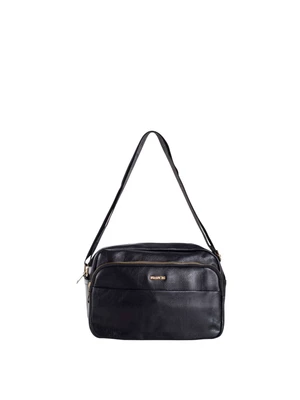 Black messenger bag with wide strap