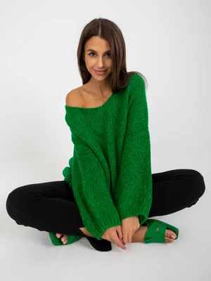 Green oversize sweater RUE PARIS with wide sleeves