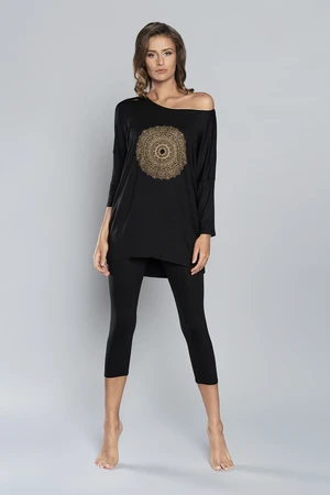 Pyjamas Mandala 3/4 sleeve, 3/4 legs - black