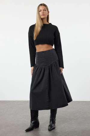 Trendyol Black Maxi Denim Skirt