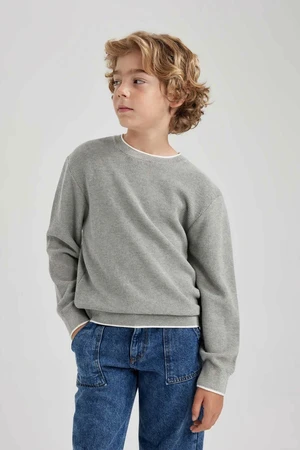 DEFACTO Boy Gray Crew Neck Knitwear Sweater