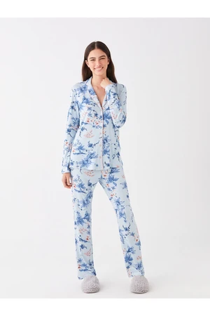 LC Waikiki Shirt Collar Floral Long Sleeve Women's Pajama Set