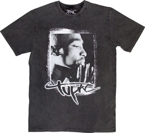 2Pac T-shirt Spray Photo Stone Wash Unisex Charcoal Grey XL