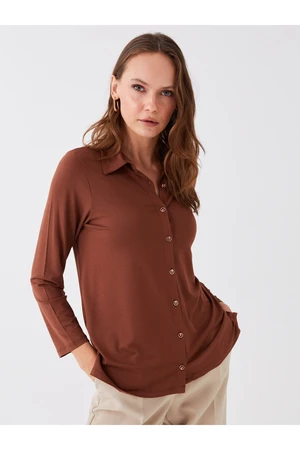 LC Waikiki Shirt Collar Plain Long Sleeve Women's Blouse