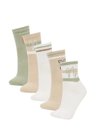 DEFACTO Women's 5-Pack Cotton Ankle Socks