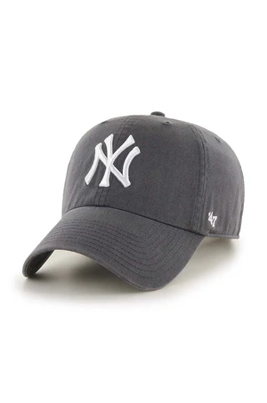 Bavlněná baseballová čepice 47 brand MLB New York Yankees šedá barva, s aplikací, B-RGW17GWS-GH