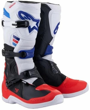 Alpinestars Tech 3 Boots White/Bright Red/Dark Blue 47 Bottes de moto