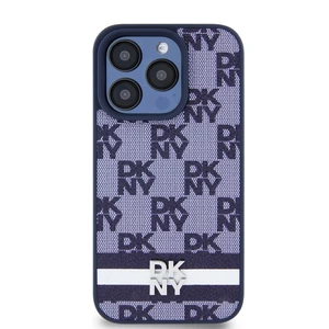 Zadní kryt DKNY PU Leather Checkered Pattern and Stripe pro Apple iPhone 15 Pro Max, modrá