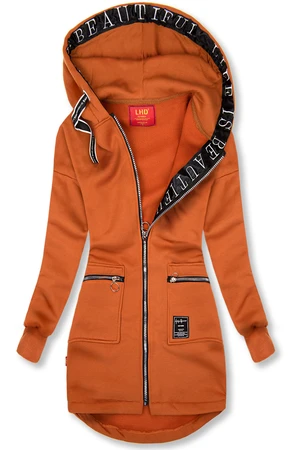 Sportliche lange Sweatjacke terrakotta