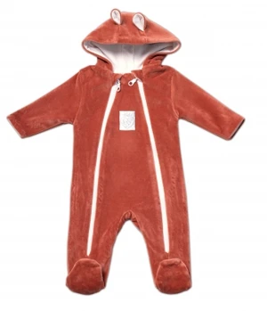 Mamatti Kojenecký overal VELVET, dvouvrstvý Baby Fox Girl - hnědý, vel. 68 (3-6m)