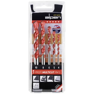 Alpen MultiCut 100705100 tvrdý kov sada viacúčelového vrtáka 5-dielna 4 mm, 5 mm, 6 mm, 8 mm, 10 mm  valcová stopka 1 sa