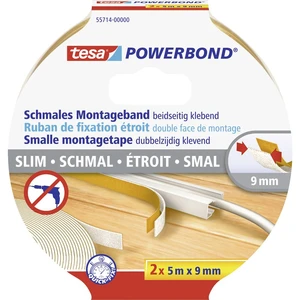 tesa SLIM 55714-00000-00 montážna páska tesa® POWERBOND biela (d x š) 5 m x 9 mm 2 ks