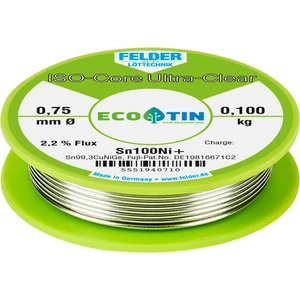 Felder Löttechnik ISO-Core "Ultra-Clear" Sn100Ni+ spájkovací cín bez olova cievka Sn99,25Cu0,7Ni0,05 0.100 kg 0.75 mm