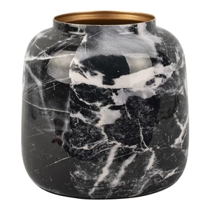 Čierno-biela železná váza PT LIVING Marble, výška 12,5 cm