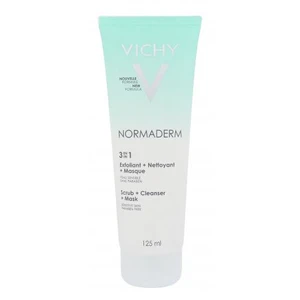 Vichy Normaderm 3in1 Scrub + Cleanser + Mask 125 ml peeling pre ženy na veľmi suchú pleť; na citlivú a podráždenú pleť; na problematickú pleť s akné