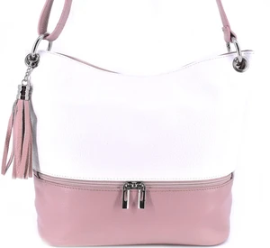 Dámská kožená kabelka crossbody Arteddy - růžová/pudrová/bílá