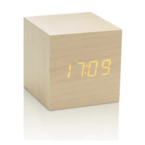 Svetlobéžový budík so žltým LED displejom Gingko Cube Click Clock