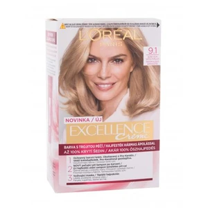 L´Oréal Paris Excellence Creme Triple Protection 48 ml farba na vlasy pre ženy 9,1 Natural Light Ash Blonde na všetky typy vlasov; na blond vlasy