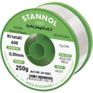 Bezolovnatý pájecí cín Stannol Kristall 600 Fairtin, bez olova, 250 g, 0.7 mm