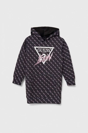 Dívčí šaty Guess černá barva, mini, oversize