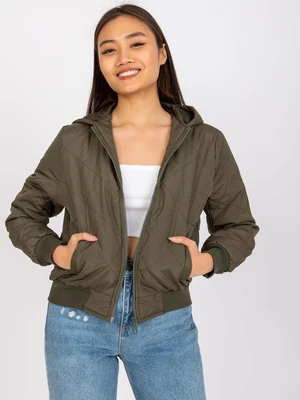 Women's short jacket with Larah quilting - khaki