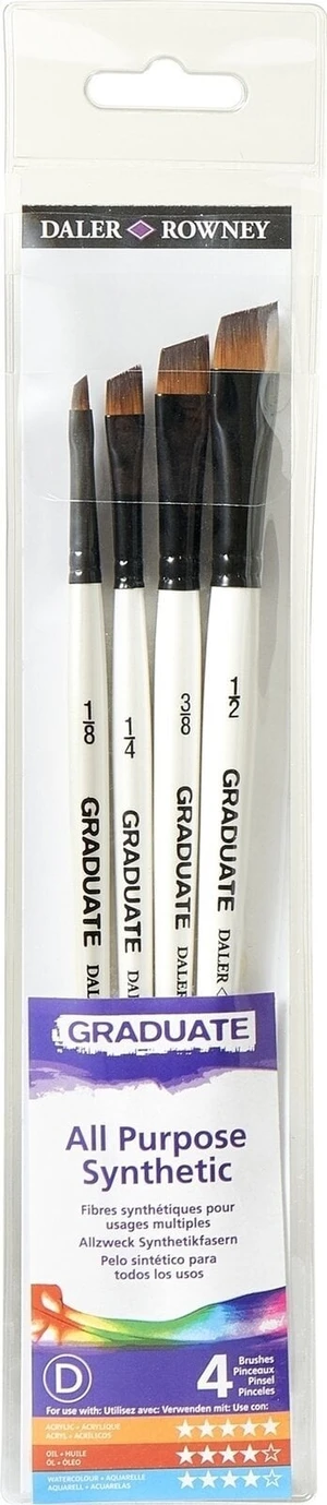 Daler Rowney Graduate Multi-Technique Brush Synthetic Set de pinceaux 4 pièces