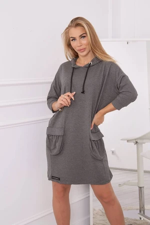 Graphite dress with hood