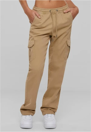 Women's high-waisted twill trousers unionbeige